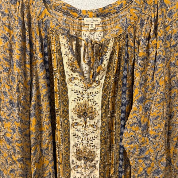 Mason & Belle Paisley Sleeve Blouse Sz 2X Yellow Gray - Picture 8 of 11